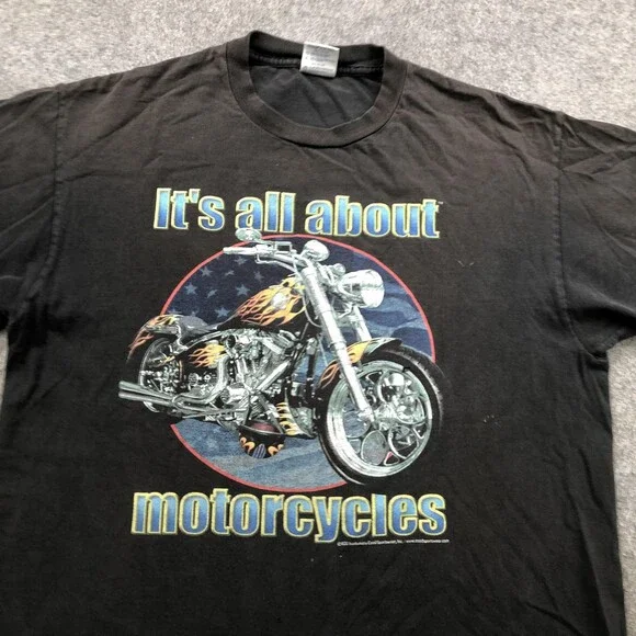 Vintage Motorcycles Shirt Mens Large Black Delta Pro Weight Flame Graphic Tee - Picture 4 of 10